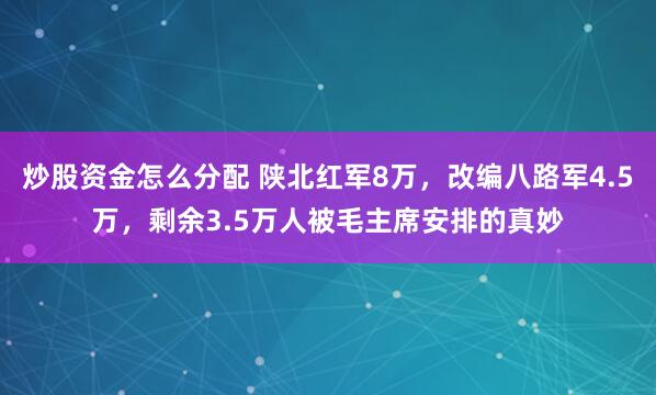 炒股资金怎么分配 陕北红军8万，改编八路军4.5万，剩余3.5万人被毛主席安排的真妙