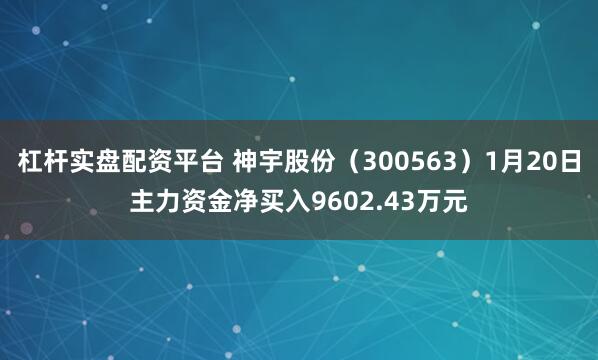 杠杆实盘配资平台 神宇股份（300563）1月20日主力资金净买入9602.43万元