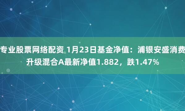 专业股票网络配资 1月23日基金净值：浦银安盛消费升级混合A最新净值1.882，跌1.47%