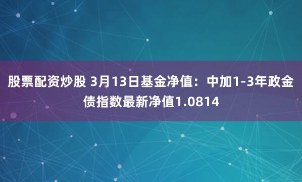 股票配资炒股 3月13日基金净值：中加1-3年政金债指数最新净值1.0814